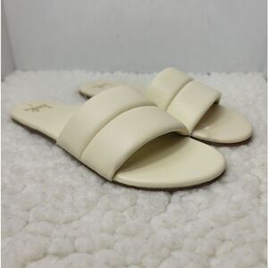 Beek Sugarbird Womens Comfort Quilted Slide Sandals Size Beige Leather Shoes New